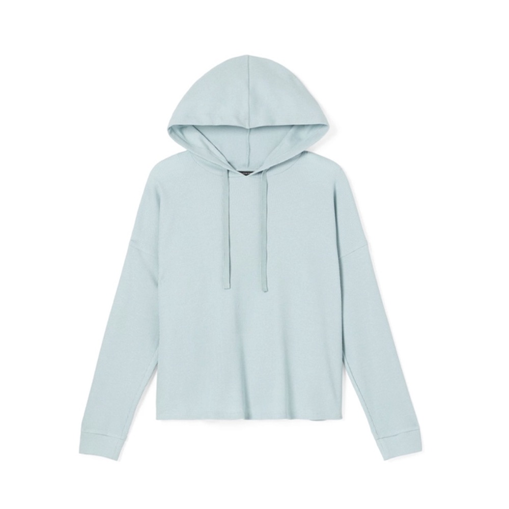 Eileen Fisher Hooded Waffle Top in Frost-2X